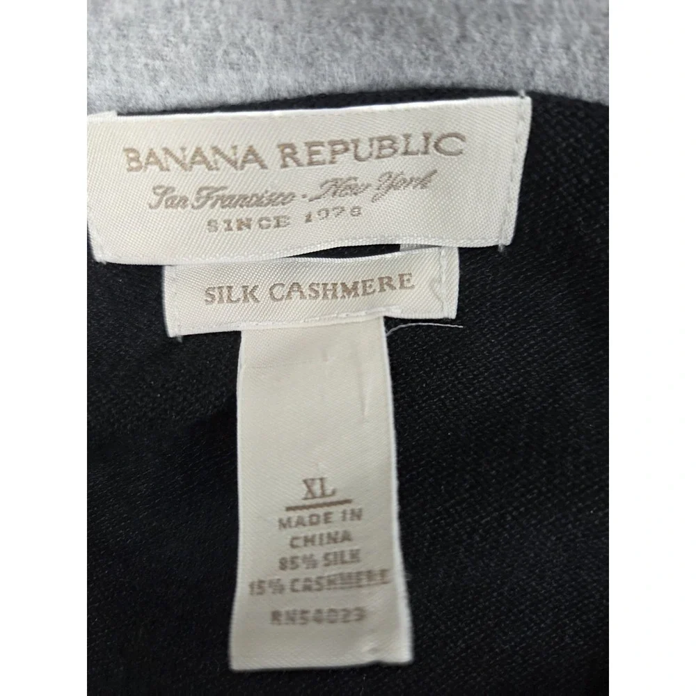 Banana Republic San Francisco Sweater Mens XL Silk Cashmere Black Career Preppy